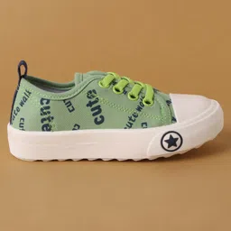 Cute Walk by Babyhug Lace Up Casual Canvas Shoes Text Print - Green image 4