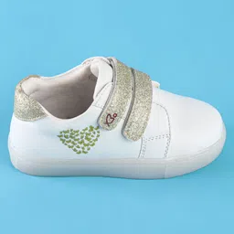 Babyoye Velcro Closer Casual Shoes with Butterfly Print & Glitter Applique - White image 4
