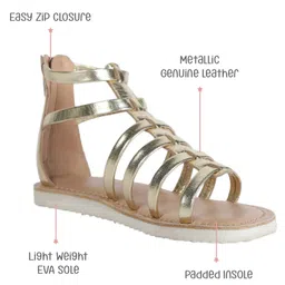 Aria+Nica Metallic Gladiator Sandals With Zipper Closure - Gold image 5