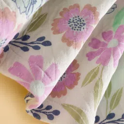 ToffyHouse Knit Full Sleeves Winter Frock With Peter Pan Collar & Floral Print - Light Green image 4