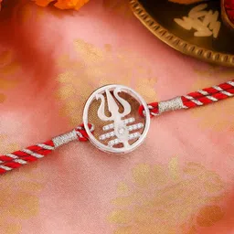 Ornate Jewels 925 Silver American Diamond Trishul Rakhi With Roli Chawal-picture-46