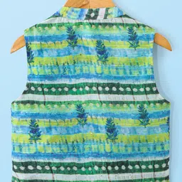 Babyhug Cotton Dobby Full Sleeves Kurta with Dhoti & Printed Jacket - White image 5