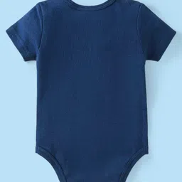 Babyhug Disney Interlock Knit Half Sleeves Onesies with Mickey Mouse Graphics & Stripes Pack of 3 - White Red & Navy Blue image 5