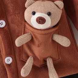 Mark & Mia Full Sleeves Winter Jacket With Teddy Bear Applique - Brown image 5