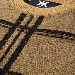 Kook N Keech Men Khaki & Black Checked Pullover image 2