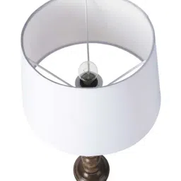 Homesake Antique Black Mabel Wood Table Lamp with White Drum Shade (Bulb Included) - Set of 1 image 4