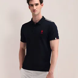 U.S. Polo Assn. Men Solid Polo Collar Cotton Slim Fit T-Shirt image 5