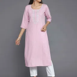 Libas Pink Embroidered Straight Kurta image 1
