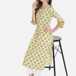 Block Studio Yellow Printed Straight Kurta image 4