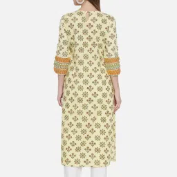 Block Studio Yellow Printed Straight Kurta image 2