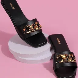 Mochi Women's Black Casual Sandals image 1