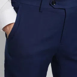 Peter England Elite Navy Slim Fit Trousers image 4