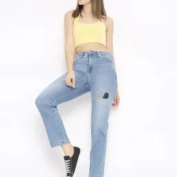 Spykar Blue Distressed Mid Rise Jeans image 4