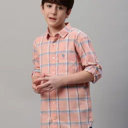 Cantabil Boys Pink Checks Full Sleeves Shirt image 1