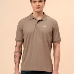Cantabil Brown Solid Polo T-Shirt image 1