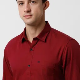 Peter England Casuals Maroon Cotton Slim Fit Shirt image 4