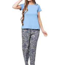 Soie Blue Printed Pyjamas image 4