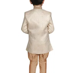 SG Yuvraj Kids White & Brown Printed Sherwani with Pyjama image 2