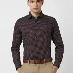 Van Heusen Maroon Cotton Slim Fit Checks Shirt-picture-28