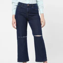 vero moda VMANDY -01 HR WIDE LEG RIPPED KNEE JEANS image 1