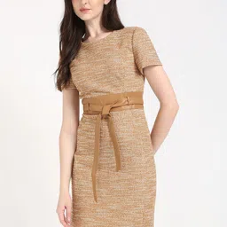 Calvin Klein Jeans Faux Leather Trim Sheath Dress-picture-10