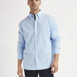 Levi's Light Blue Cotton Slim Fit Striped Shirt image 1