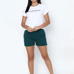 Allen Solly Green Cotton Mid Rise Shorts image 4