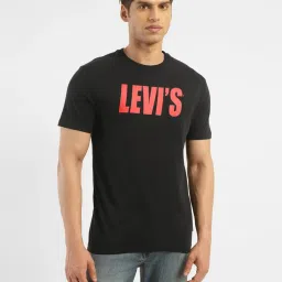 Levi's Black Cotton Slim Fit Logo Printed T-Shirt image 1