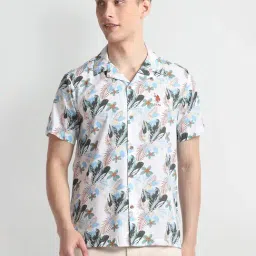 U.S. Polo Assn. Light Blue Slim Fit Printed Shirt-image-59