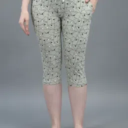 Dollar Missy Light Green Printed Capris-image-1