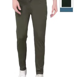 Force NXT Grey & Olive Cotton Regular Fit Trackpants - Pack Of 2 image 1
