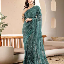 Stylum Rama Green Embellished Saree With Unstitched Blouse image 1