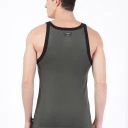 Jockey US27 Olive Super Combed Cotton Rib Gym Vest (Shoulder Strap Color May Vary) image 2