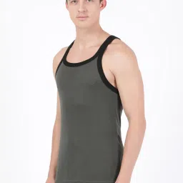 Jockey US27 Olive Super Combed Cotton Rib Gym Vest (Shoulder Strap Color May Vary) image 3