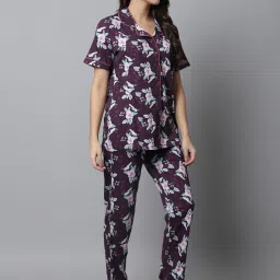 Kanvin Purple Printed Top Pyjamas Set image 4