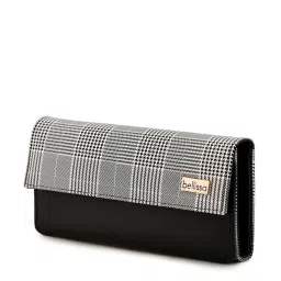 Bellissa Black Checks Medium Handbag with Wallet Combo image 4