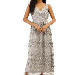 Label Ritu Kumar Grey Embroidered Maxi Dress-picture-19