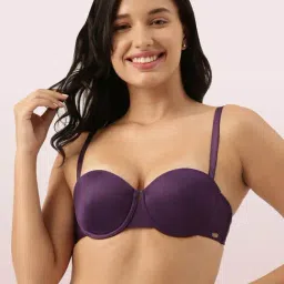 Enamor Purple Under Wired Padded Balconette Bra-image-42