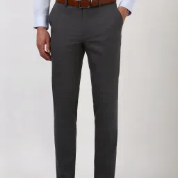 Peter England Grey Slim Fit Checks Trousers image 1