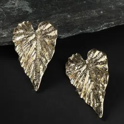 Sohi Women's Ethereal Leaf Stud Earrings  Champayne Gold image 1
