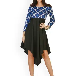 Belle Fille Blue & Black Printed Dress-picture-37