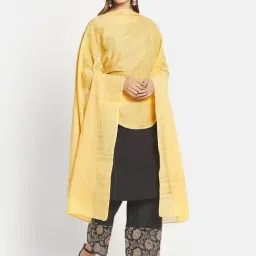 Fabindia Yellow Cotton Printed Dupatta-picture-22
