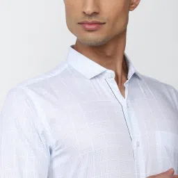 Peter England Blue Cotton Slim Fit Printed Shirt image 4