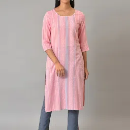 Aurelia Women Pink Geometric Print Cotton Kurta-picture-30