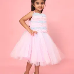 Aarika Kids Pink & Blue Solid Frock image 4