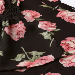 Carlton London Black Floral Print A Line Dress image 5