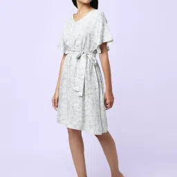 YU by Pantaloons Off-White Printed A-Line Dress image 4