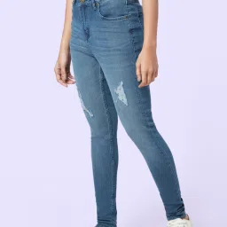 YU by Pantaloons Blue Distressed Mid Rise Jeans image 4