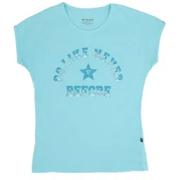 Proteens Kids Sky Blue Cotton Printed T-Shirt image 1