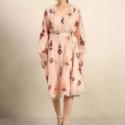 Vero Moda Crystal Pink Flared Fit Printed Dress image 1